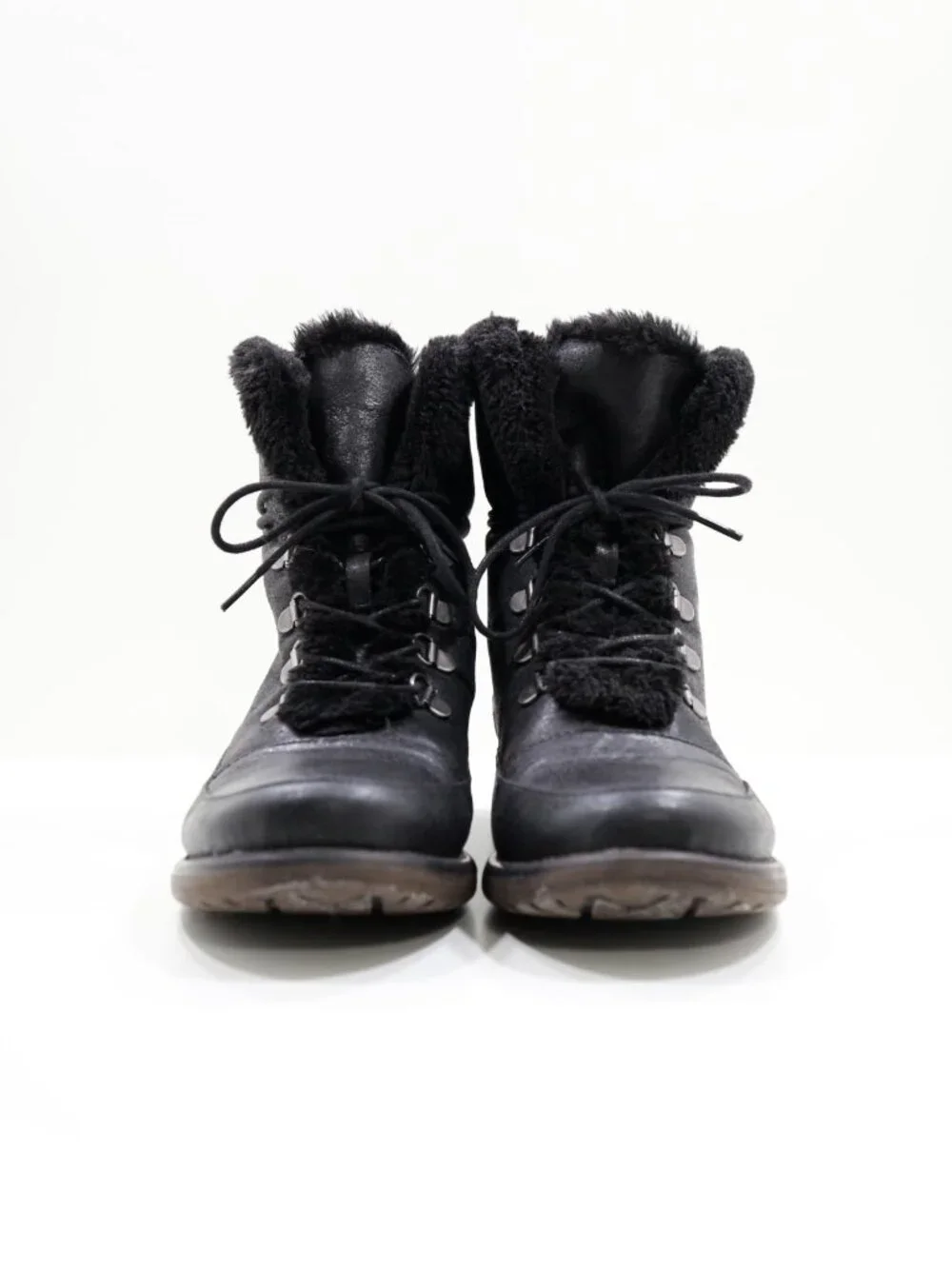 BareTraps Sindee Black Faux Leather Faux-Fur Lined Flat Winter Boots - 9
